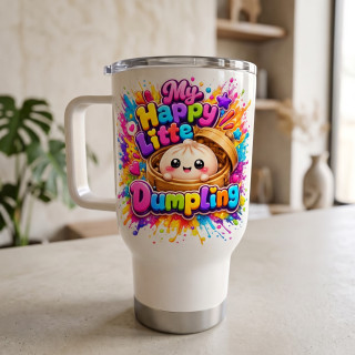 Dětský termohrnek „Happy Little Dumpling – Veselý knedlíček“ – 450 ml